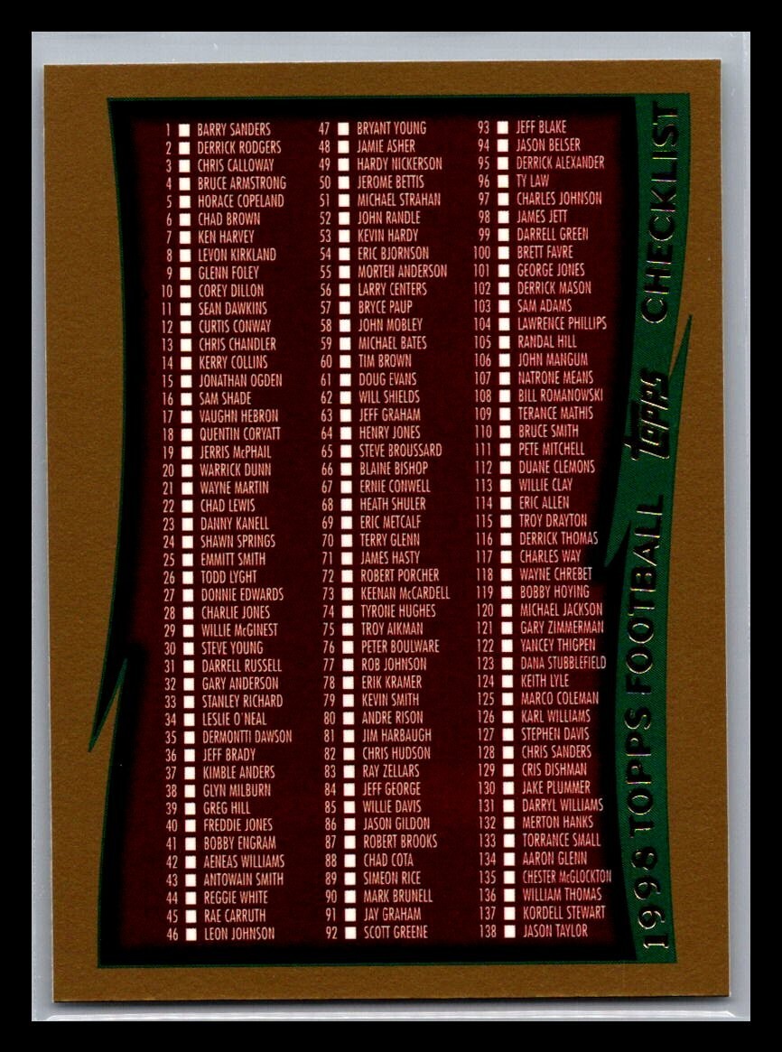 1998 Topps Football # 161 - 360 - Pick Your Card!