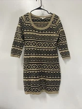 Charming Charlie Sweater Dress - Aztec Print - Tan And Black Size Medium