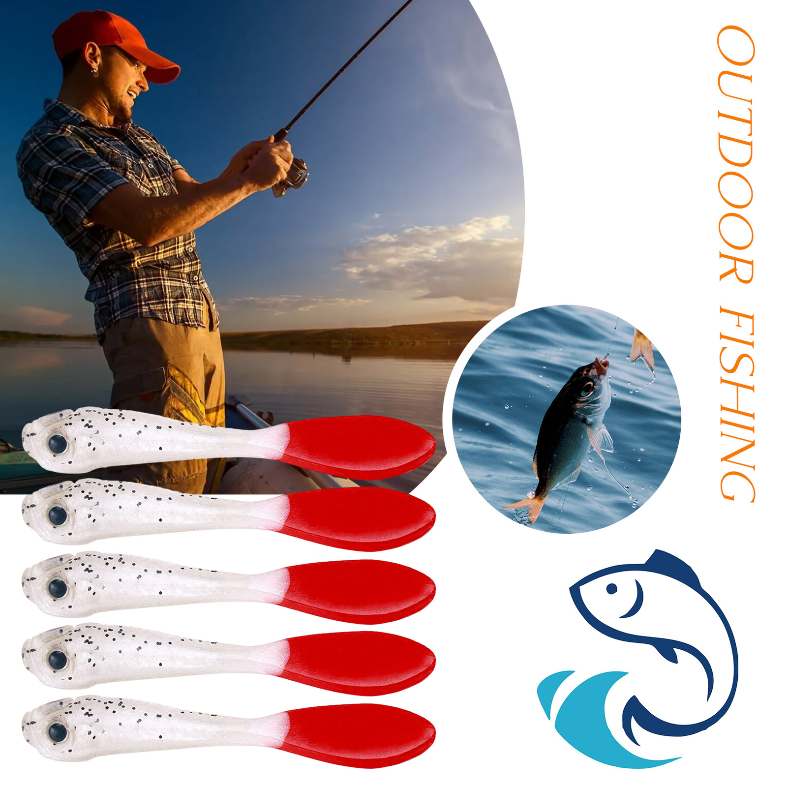 Simulation Design Fishing Lures Supplies 5pcs Realistic Soft Baits Bright Color