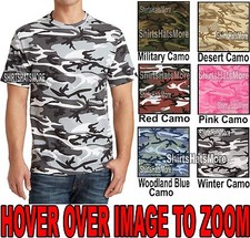 Mens CAMO T-Shirt Pigment Dyed PRESHRUNK Cotton S, M, L, XL, 2XL, 3XL, 4XL NEW