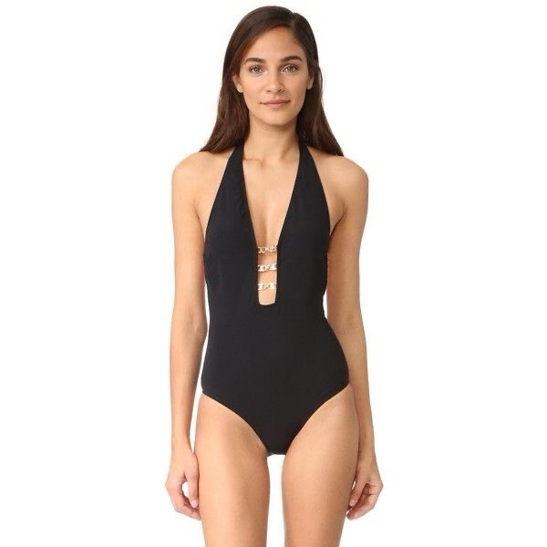 NWT Tory Burch Gemini Link One Piece Swimsuit Black Size XS