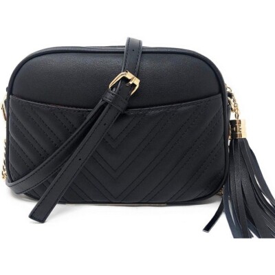 New Quilted Black Crossbody Bag Trendy Design Shoulder Purse