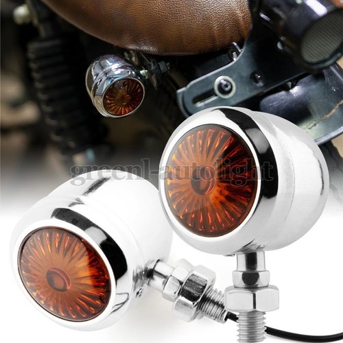 4PCS Motorcycle Turn Signal Bullet Blinker Amber Light For Chopper Bobber Racer - Picture 2 of 9