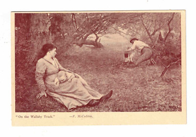 Vintage Postcard - c1900s - ''On the Wallaby Track'' by F. McCubbin. Australia.