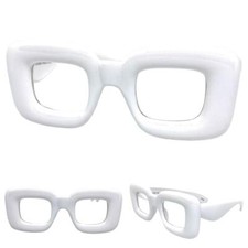 Oversized Exaggerated Retro Clear Lens EYE GLASSES Large Super Thick White Frame