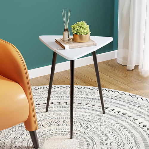 White Side Table Small Triangle End Tables Modern Narrow Sofa Table for Living R - Picture 2 of 7