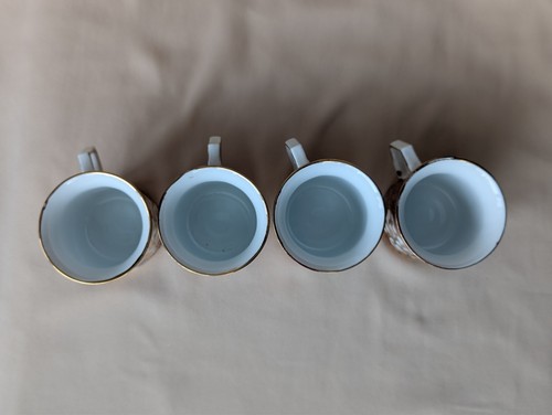 Juego de 4 tazas de té antiguas persas King Naser platillos pintados a mano, marcados HELEN - Imagen 18 de 19
