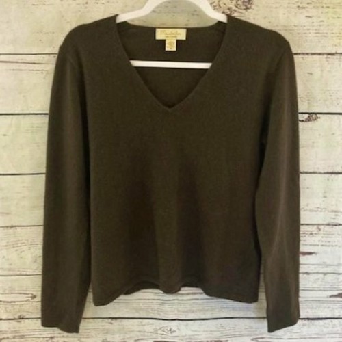 Mainbocher pure cashmere chocolate brown sweater s