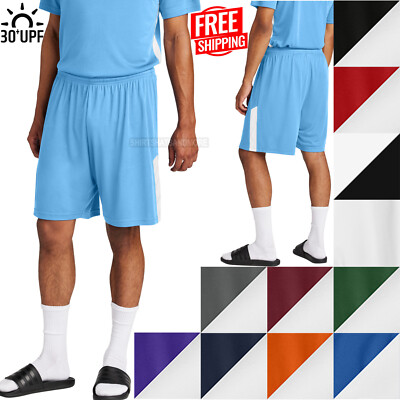 Mens 7'' Moisture Wicking Shorts Snag Resist Colorblock Fit Game Practice XS-4XL