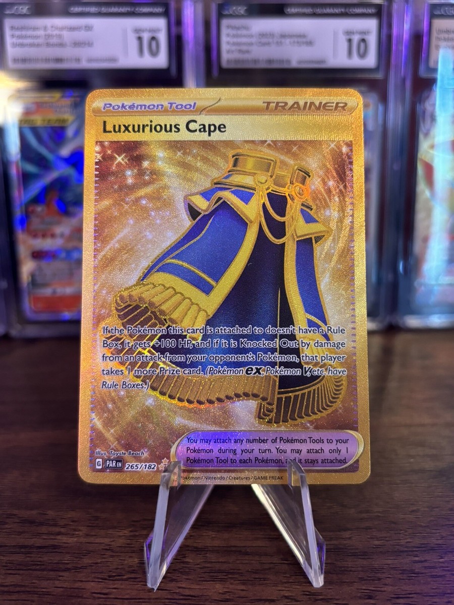 Pokmon TCG Luxurious Cape 265/182 Gold Holo Trainer Full Art - Paradox  Rift | eBay