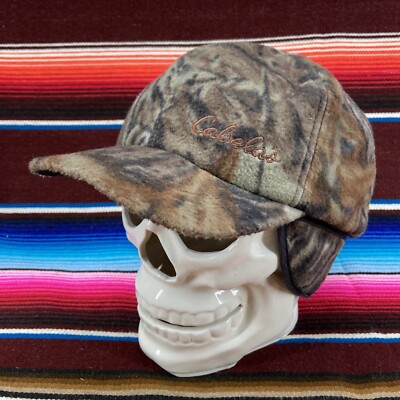 Vtg Cabelas Ear Flap Cap America Adult Hat Size M Real tree
