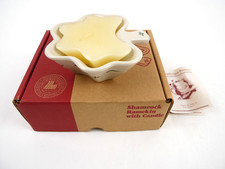Longaberger Pottery Shamrock Ramekin with Candle NEW in Box Made in USA
