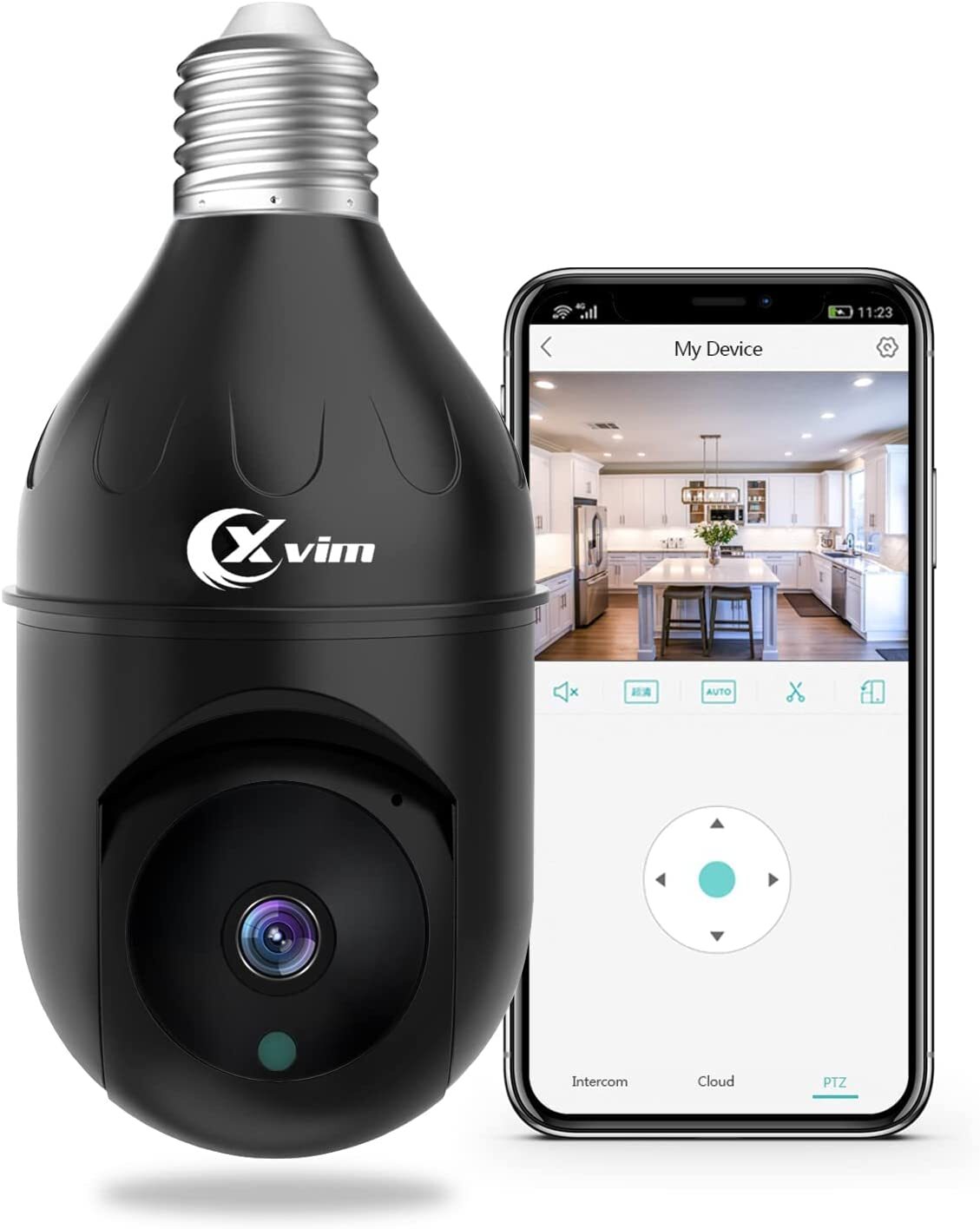 XVIM 1080P Wireless WiFi E27 Bulb Camera / 360° Panoramic PTZ Security ...