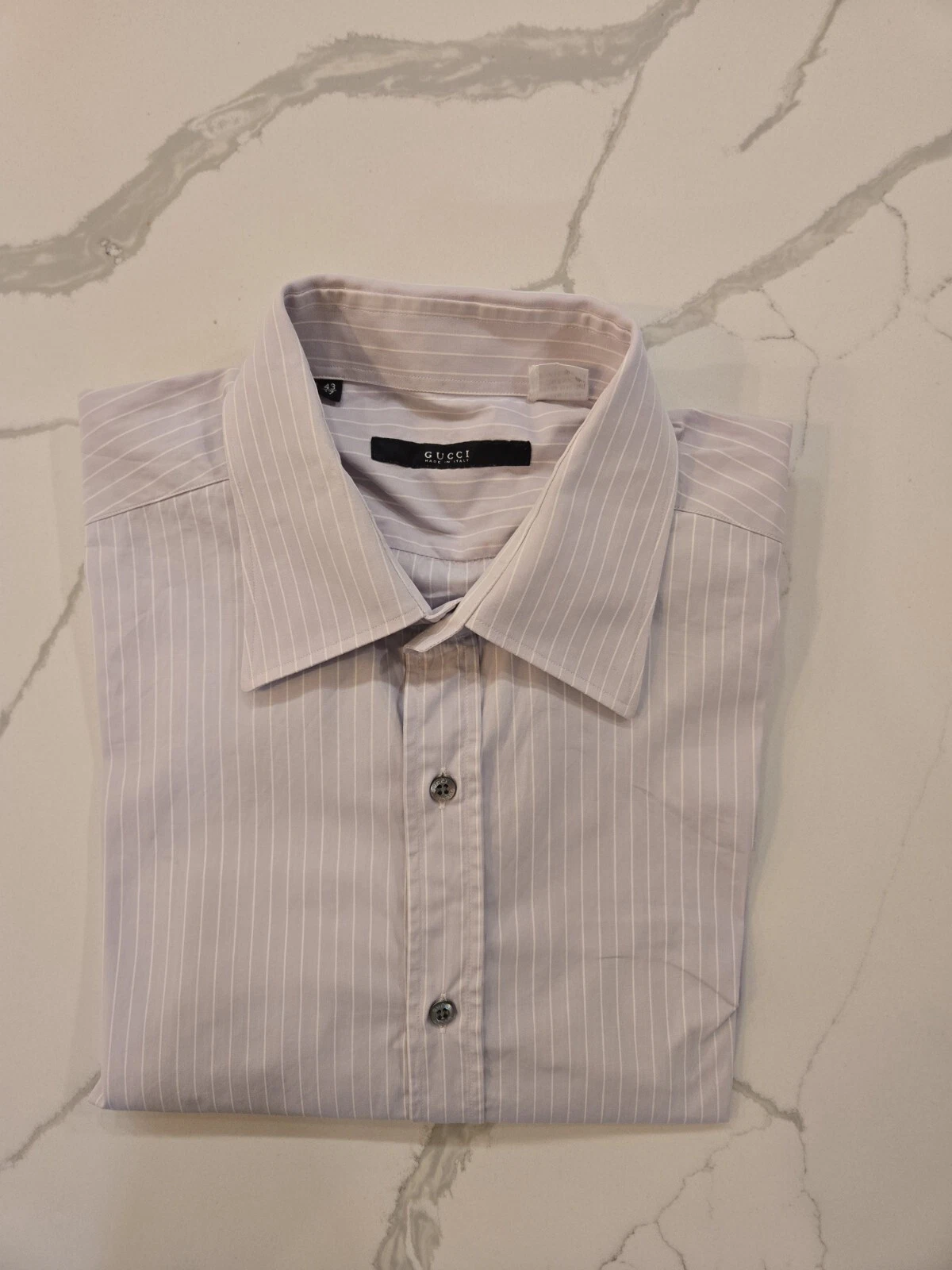 Chemise homme vintage Gucci rayée boutonnée violet lavande taille 17