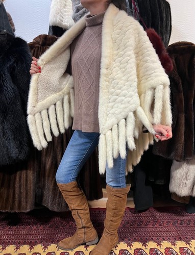 Nerzcape Nerz Bolero Stola Pelz Braut Umhang Pelzcape Real Fur Mink Cape white - Picture 15 of 18