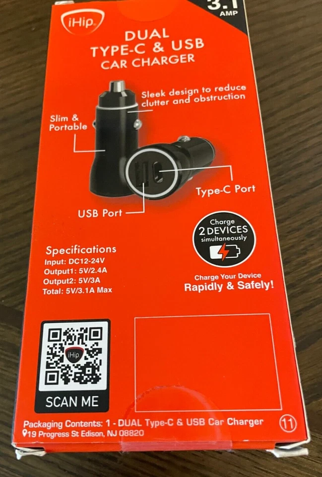 Nuevo cargador de coche de cigarrillos iHip doble tipo C y USB WLG-PP11 Foto 3 de 3