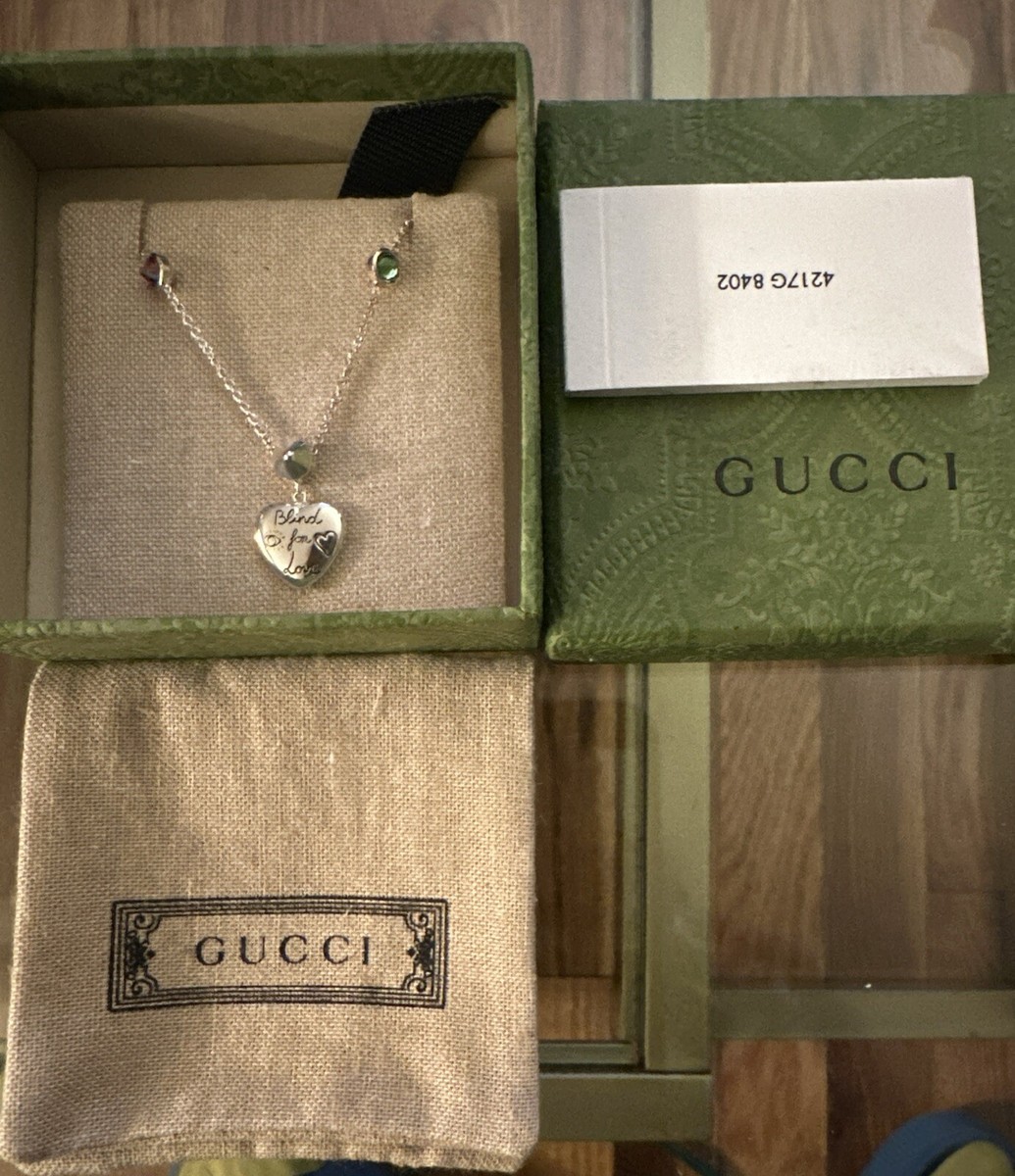 GUCCI Blind For Love Necklace Heart 〔YBB50217400100U〕 GUCCI Blind For Love Necklace Heart Silver Pink Green Ag925