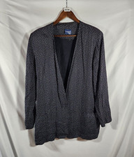 Vintage Fundamental Things Lightweight Summer Blazer 14 Women's Black White Used