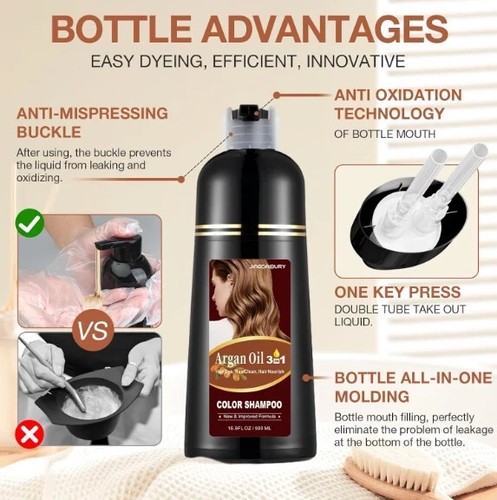 Champú Para Cubrir Canas Cabello Café Oscuro Hierbas Naturales Brillo 500 ml Nuevo - Imagen 3 de 7