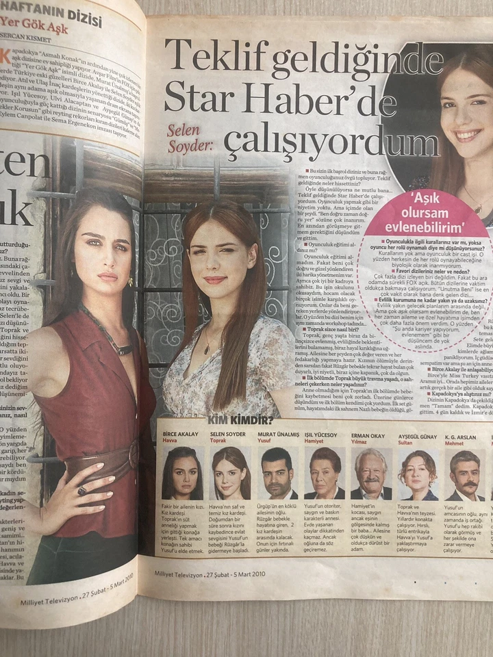Milliyet Turkish newspaper Sept 2010 TV supplement Birce Akalay interview - Image 2 of 2