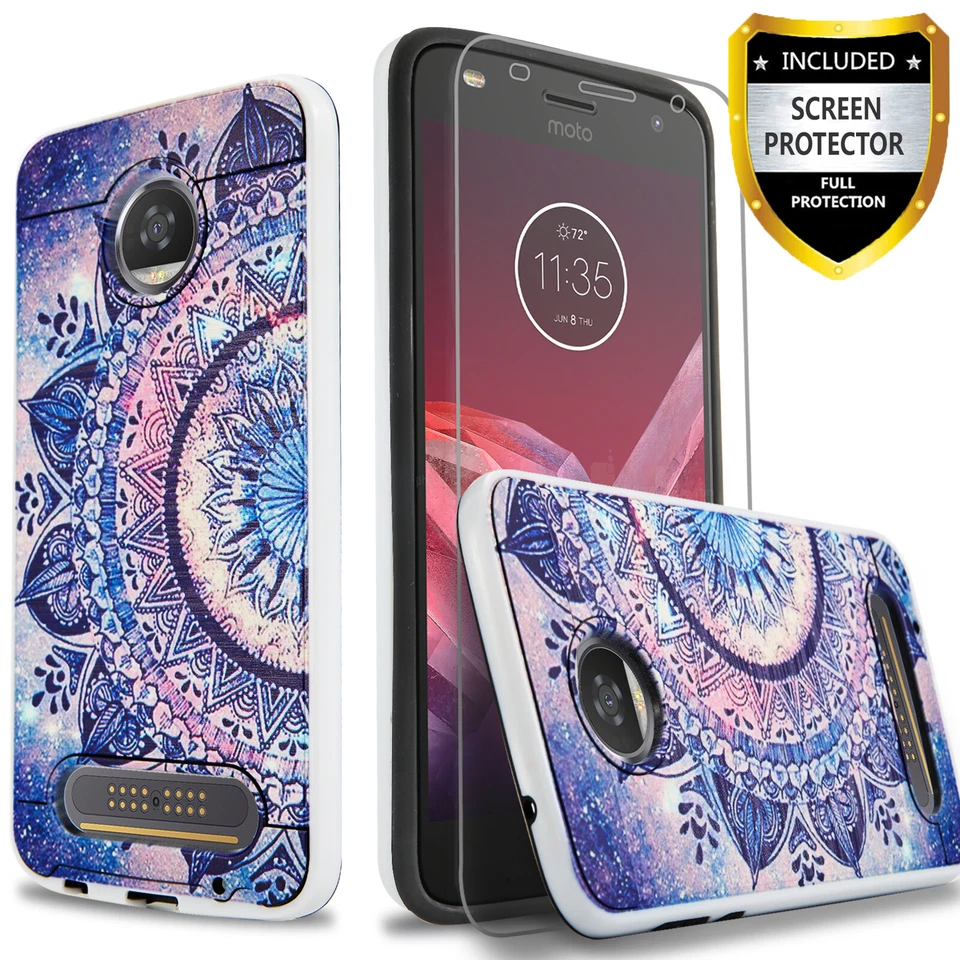 For Motorola Moto Z Z2 Force Z3 Play Phone Case Cover +Tempered Glass Protector - Image 4 of 4