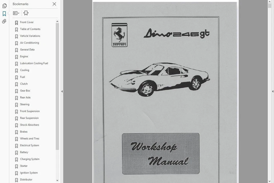 FACTORY WORKSHOP SERVICE REPAIR MANUAL FERRARI 246 DINO (GT, GTS) +WIRING - Image 2 of 4