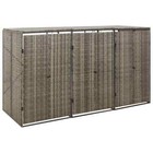 NNEVL Triple Wheelie Bin Shed Grey 207x80x117 cm Poly Rattan