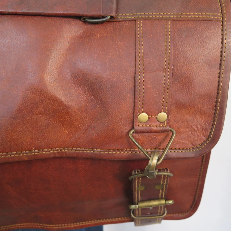 Bolso de cuero | Mensajero | Cierre de metal | Cremallera | Bolso de hombro | Hecho a mano Foto 3 de 4