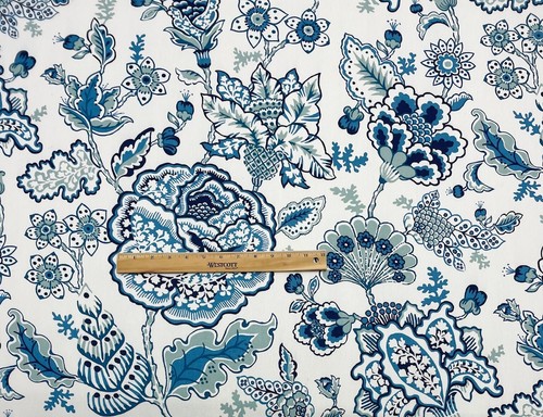 DURALEE FLOREBELA SAPPHIRE BLUE LARGE FLORAL LEAF MULTIUSE FABRIC BY YARD 54"W - Picture 2 of 6