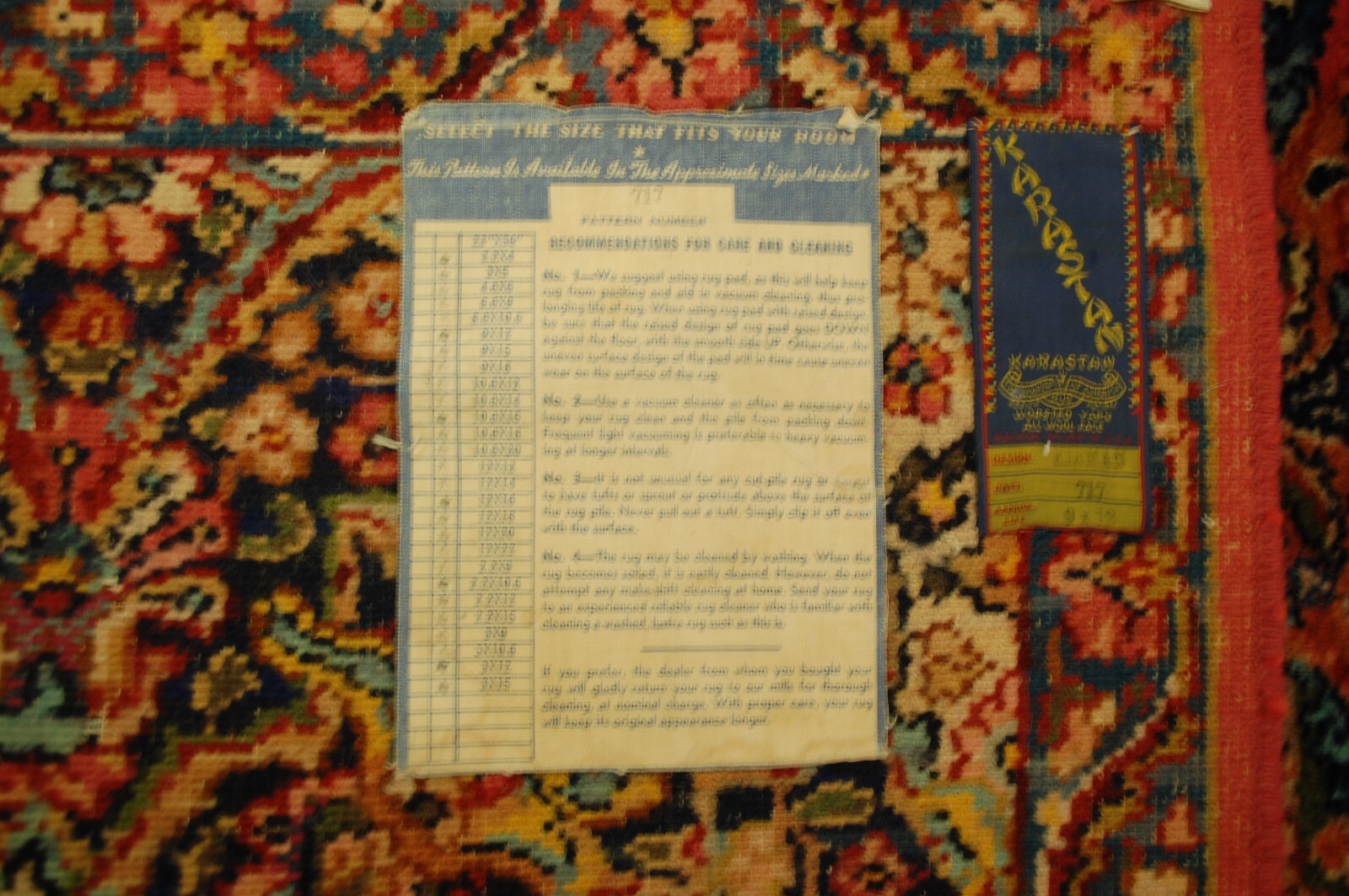 ANTIQUE EARLY KARASTAN KIRMAN MULTI_COLOR PANEL PATTERN 717 RUG CARPET