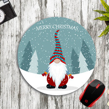 MERRY CHRISTMAS GNOME ROUND NEOPRENE DESK MAT MOUSE PAD CUSTOM HOME SCHOOL GIFT