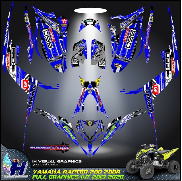 Yamaha Raptor 700 700R graphics kit 2013 2014 2017 to 2020 decals