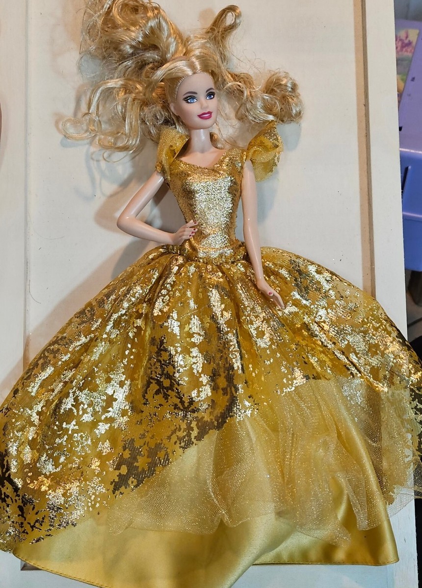 Holiday BARBIE 2020 Signature Doll Blonde Hair Blue Eyes Gold - Main Image