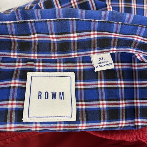 ROWM Camisa Para Hombres XL Lote A Cuadros Azul Botones Bolsillo Oficina Trabajo Preppy Carrera - Imagen 17 de 19