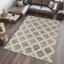 Diamond Rug Shaggy Natural Woven Effect Geo Medium Size (L)170cm x (W)120cm