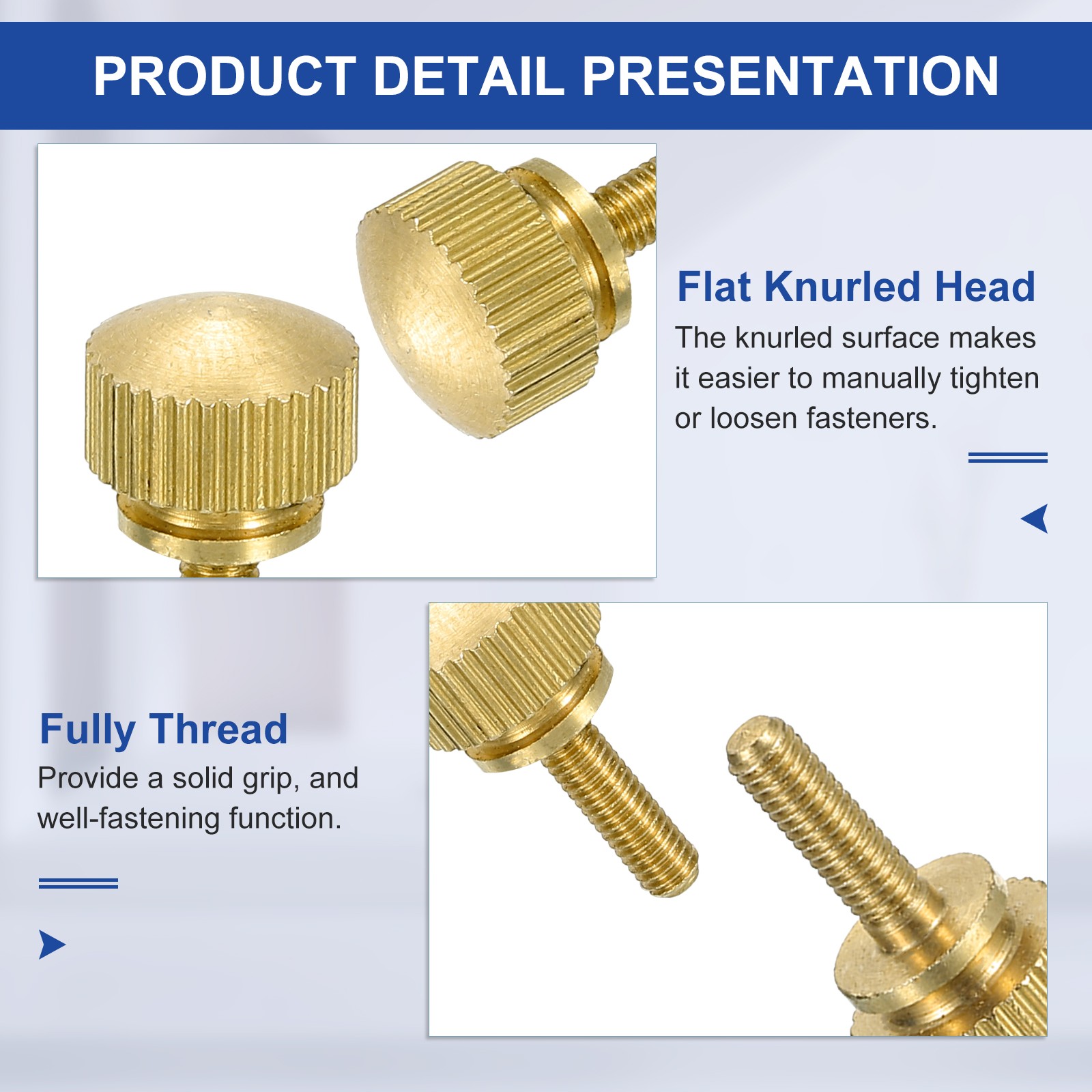 5Pcs Brass Knurled Thumb Screws, M3x8mm Shoulder Bolts Stepped Knobs Fasteners