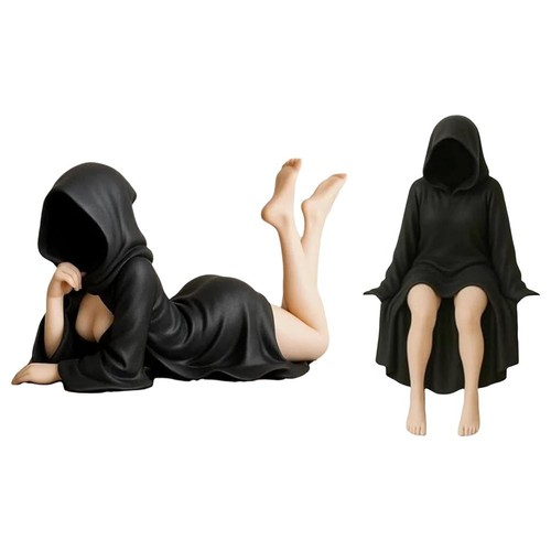 Mysterious Female Sculpture Desktop Ornament Black Robe Queen Resin Bookshelf - Picture 17 of 20