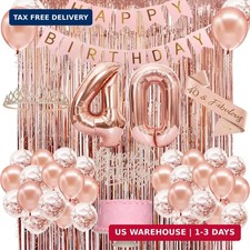 40th Birthday Decorations for Women, Rose Gold 40th Birthday Decorations Set wit