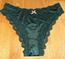 Glossy Butter Wet Look Second Skin Satin Lace Hi Cut Bikini Panties XL NEW