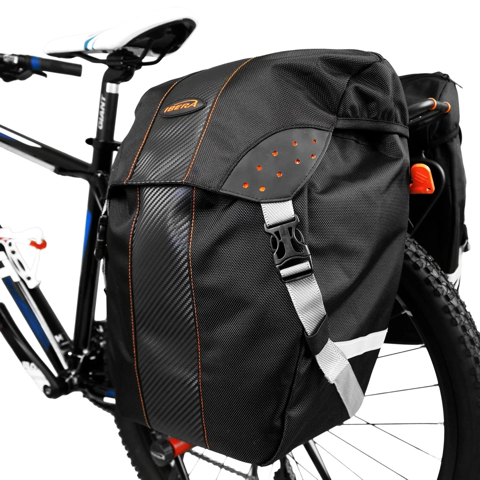 Bolsa de bicicleta Ibera PakRak clip-on liberação rápida alforjes de bicicleta para todas as condições climáticas (Pai... - Imagem 2 de 4