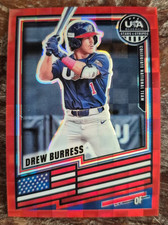DREW BURRESS 2026 Panini Prizm USA Stars & Stripes Baseball card Red Pandora /39