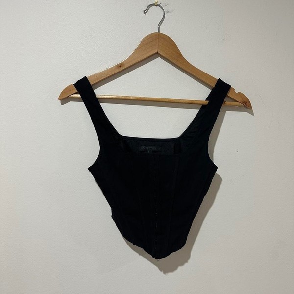 ava & ever black bustier corset top structured boned crop top size 6