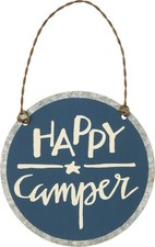 PBK Happy Camper Decorative Hanging Metal Ornament 3 Inch