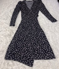 Ann Taylor Women's Black and Gray Classic Wrap Dress Size 8