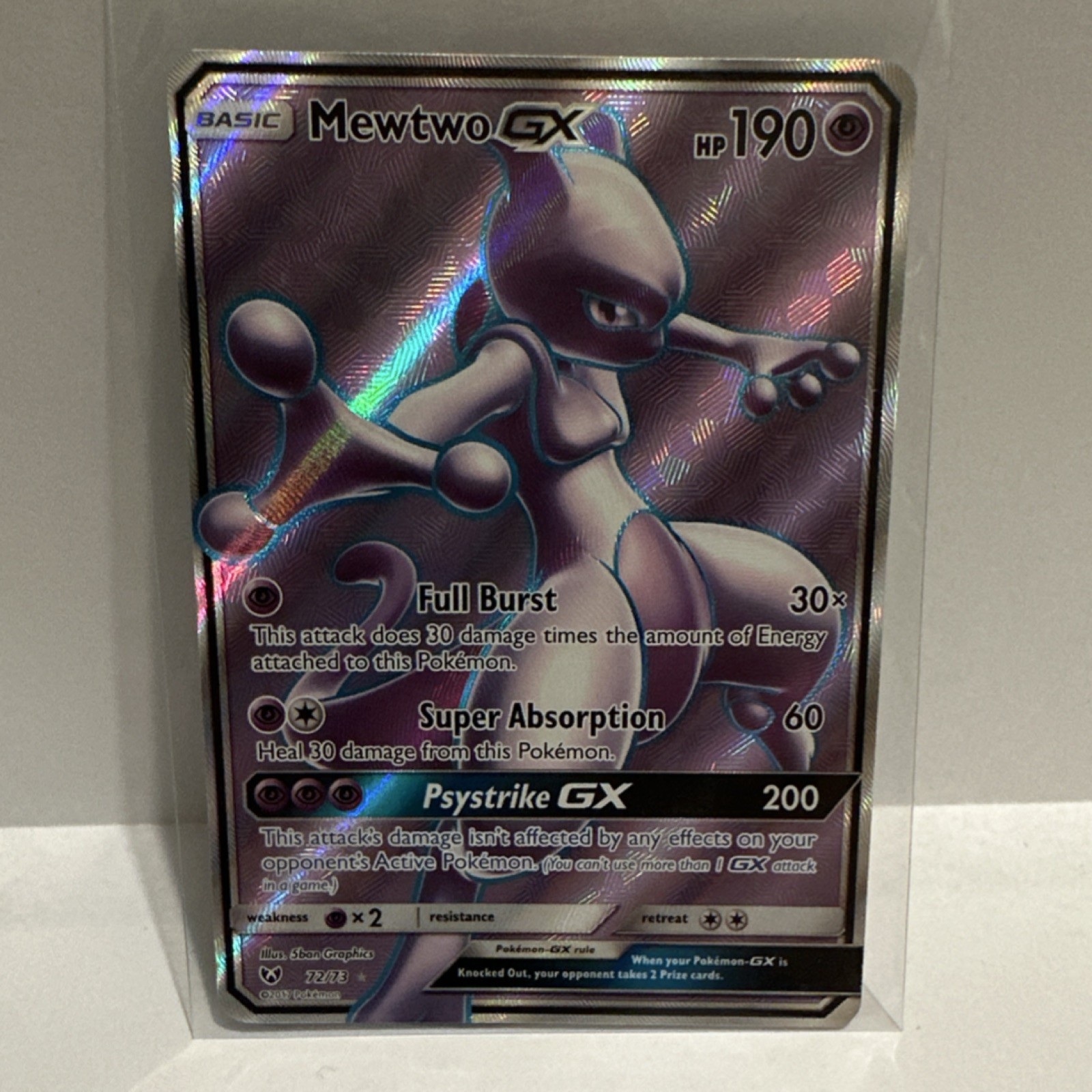 Pokémon Mewtwo GX Full Art Holo Ultra Rare Shining Legends 72/73
