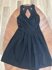 Banana Republic Black Cocktail Pleated Dress Halter Top V-Neck size small