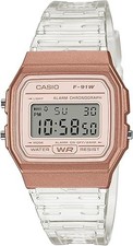 Casio F-91WS-7A3JF Unisex Rose Gold Watch Alarm, NEW Shipping from Japan