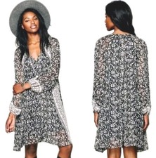 FREE PEOPLE Melody Laughter Dress XS Boho Festival Blue Floral Coachella Cottage