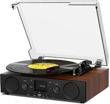 Vinyl Record Player With Dual Stereo Bookshelf Speakers and Bluetooth Clearance