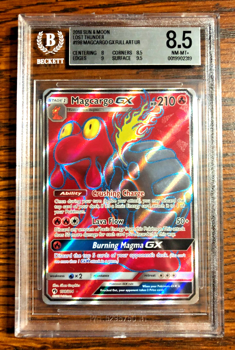 Magcargo GX Full Art Ultra Rare #198|BGS NM-MT+ 8.5|2018 SM Lost Thunder|Pokemon